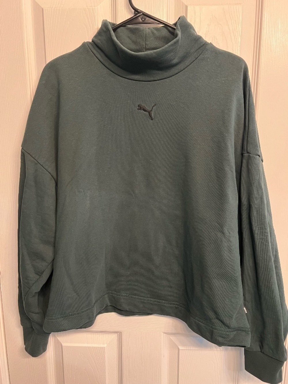 PUMA Dark Green Cropped Mock Neck Sweatshirt